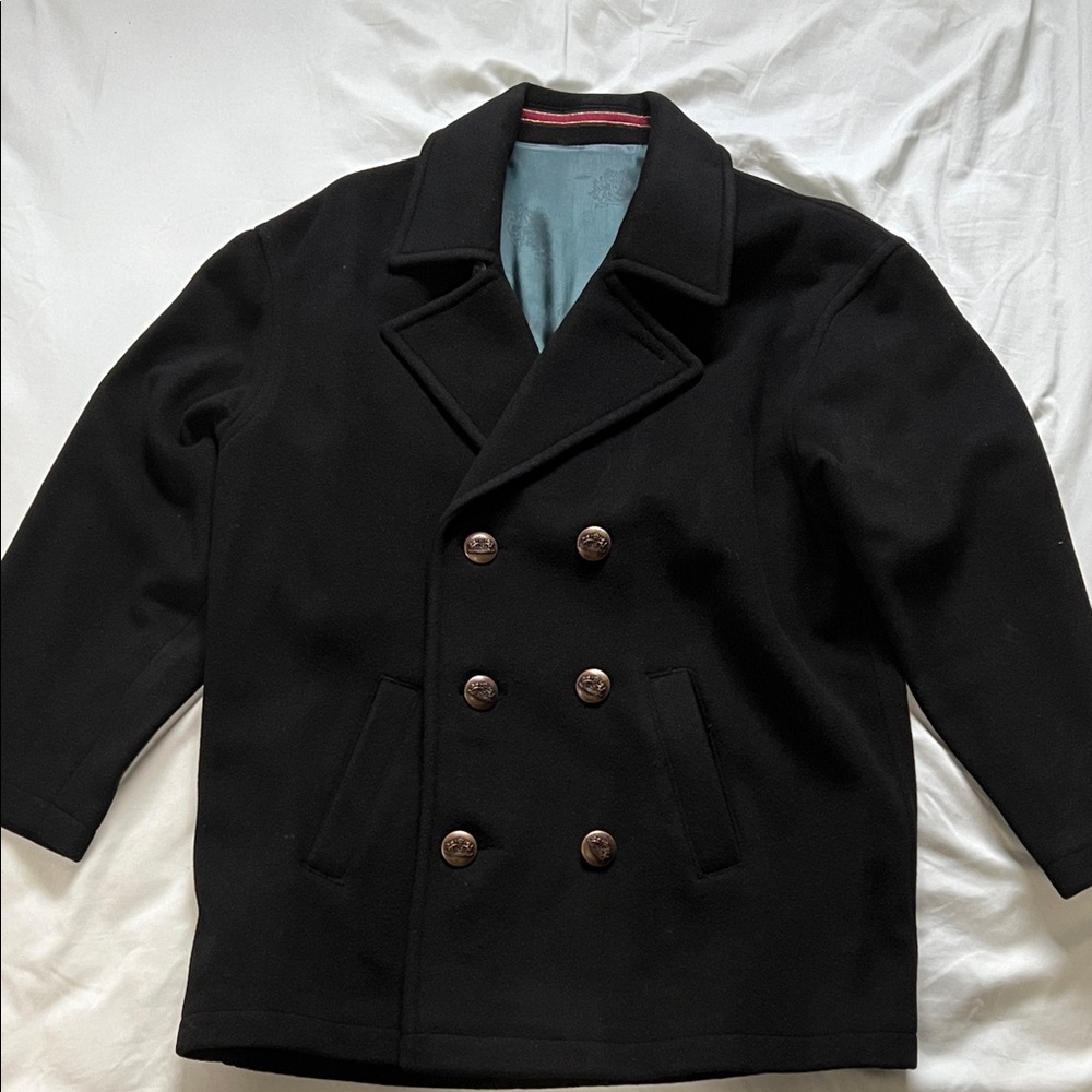 Club Benson & Hedges Vintage Black Double-Breasted Pea Coat